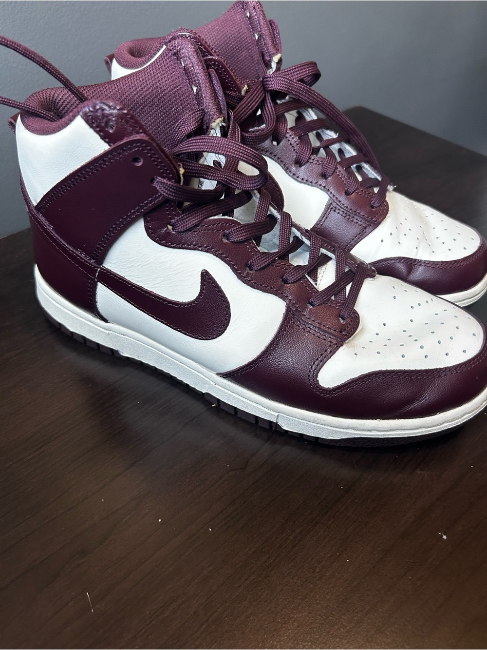 Nike High-Top Sneakers in Burgundy and White